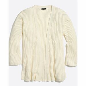 J. Crew Cotton Ribbed Open Front Sweater Cardigan - Cream